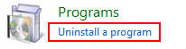 Control Panel, Uninstall a Program
